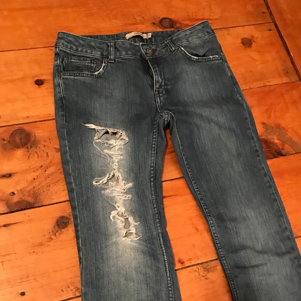Zara Basic Distressed Blue Jeans - image 5